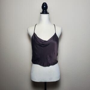 Zara Brown Satin Crop Top Medium